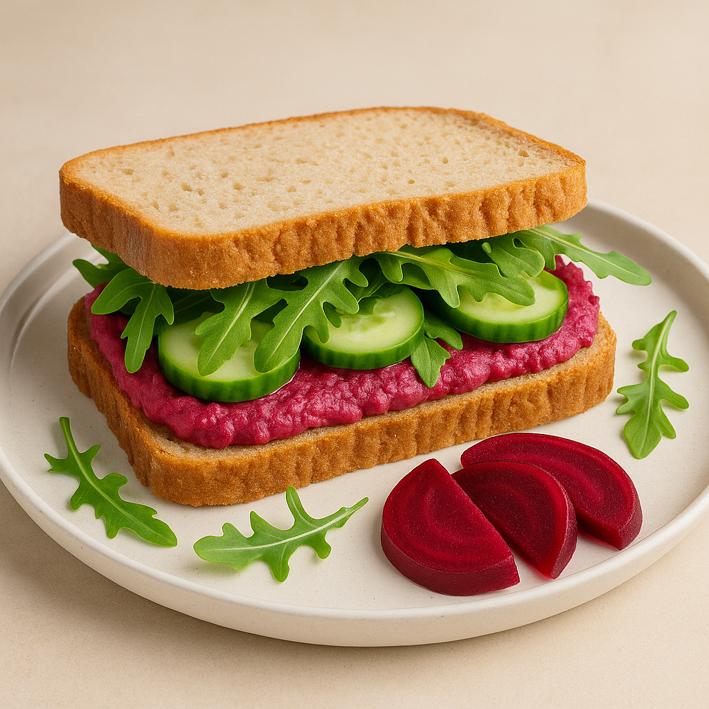 Beetroot Hummus Sandwich