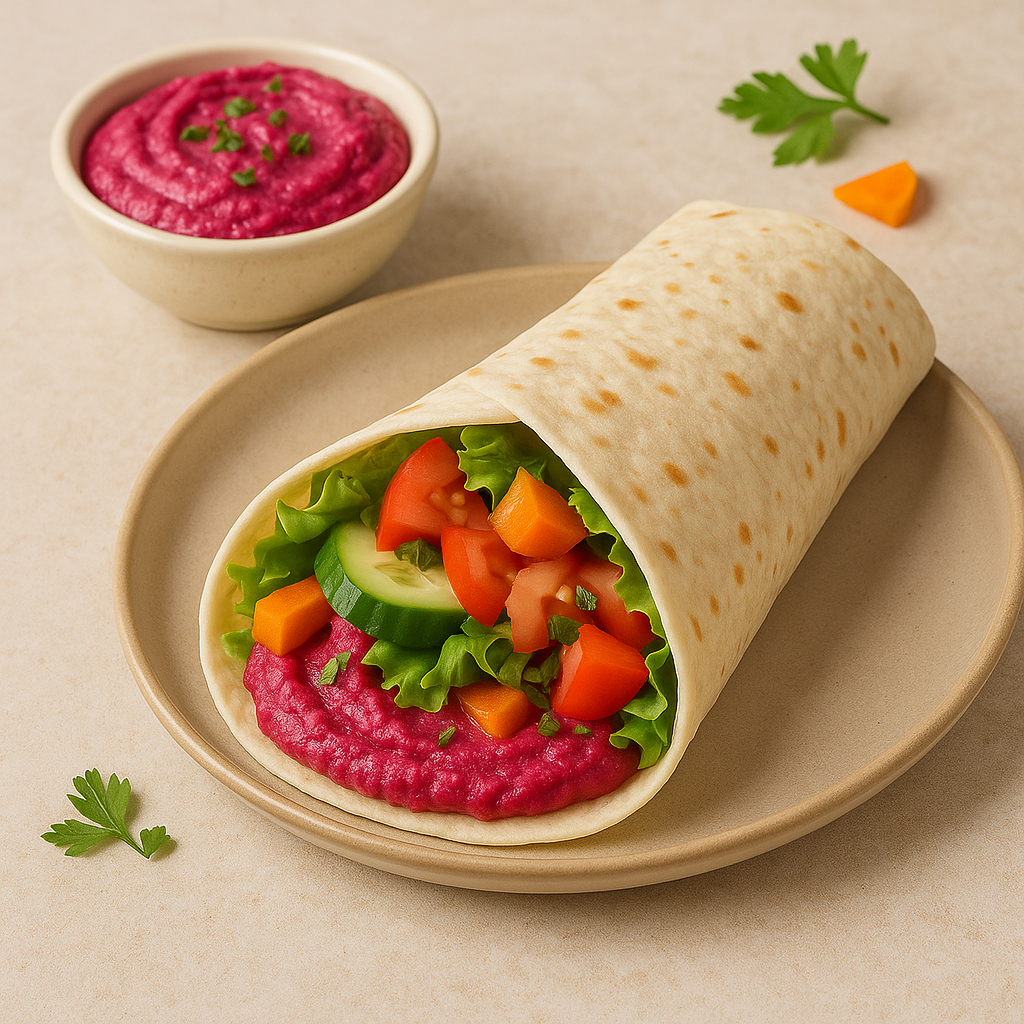 Beetroot Hummus Wrap