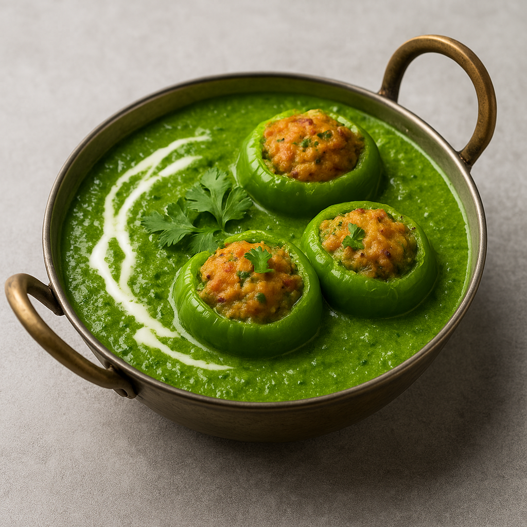 Green Gravy Stuffed Capsicum