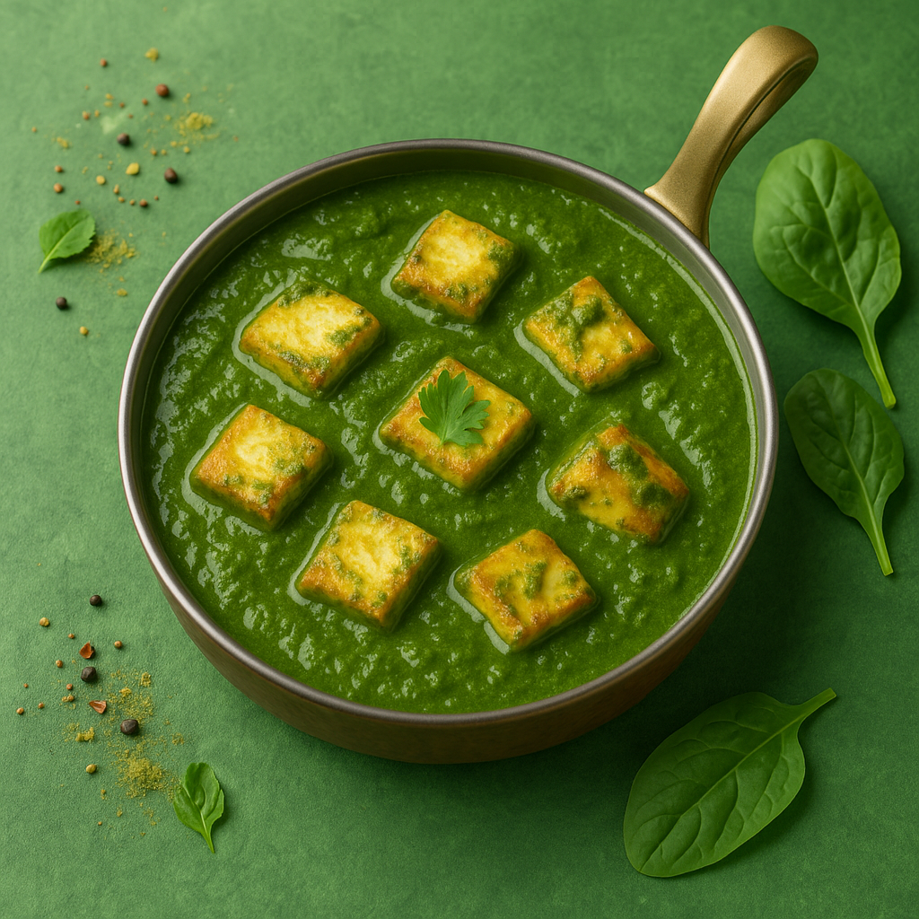 Palak Paneer (Green Gravy Style).