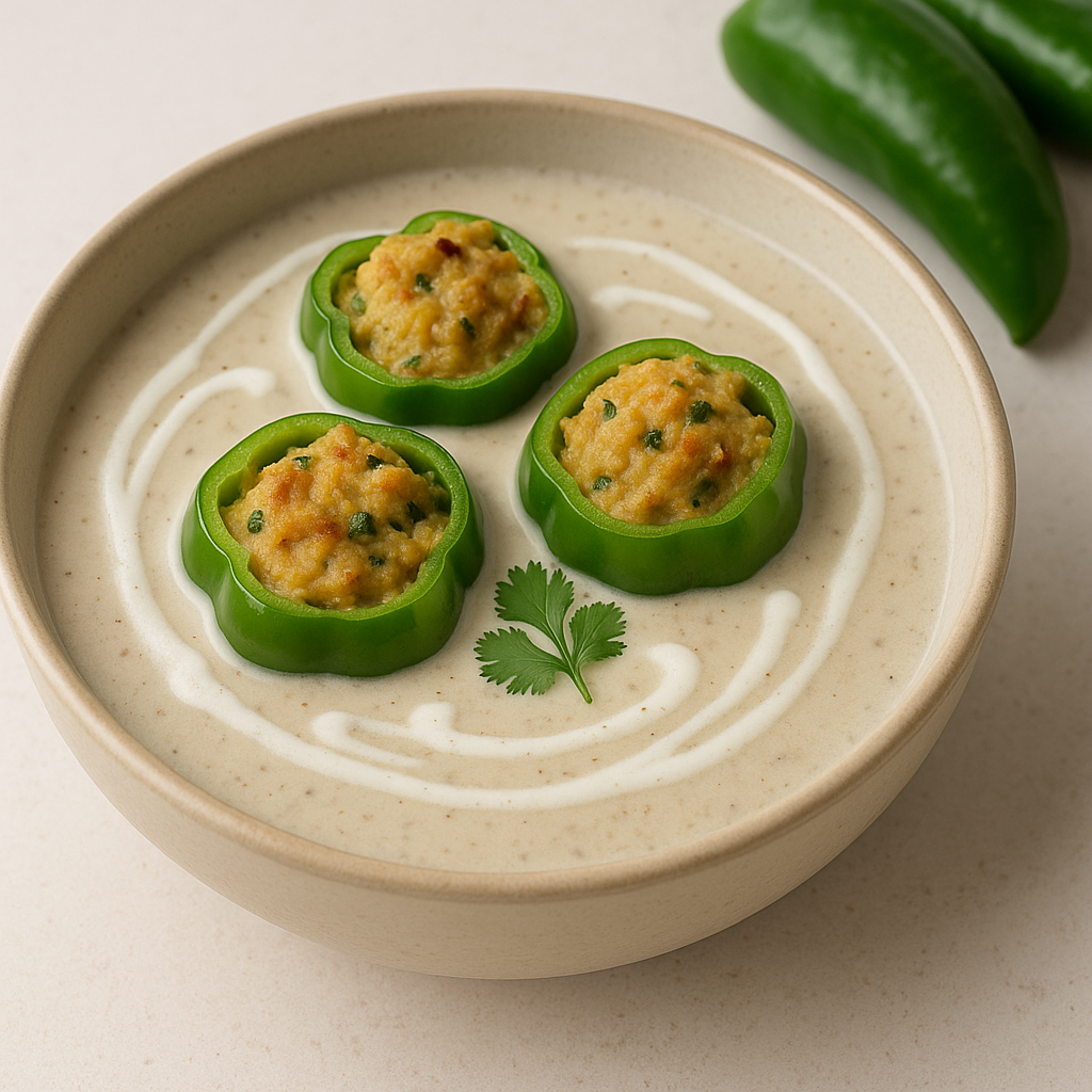Stuffed Capsicum in White Gravy.